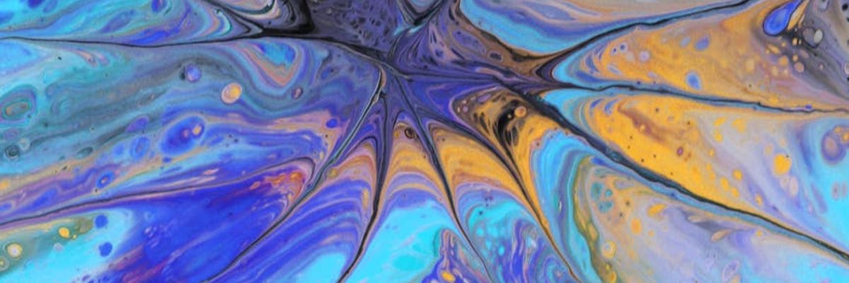 Abstract lines flowing smoothly across a dark blue canvas